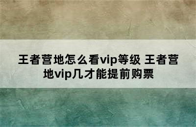 王者营地怎么看vip等级 王者营地vip几才能提前购票